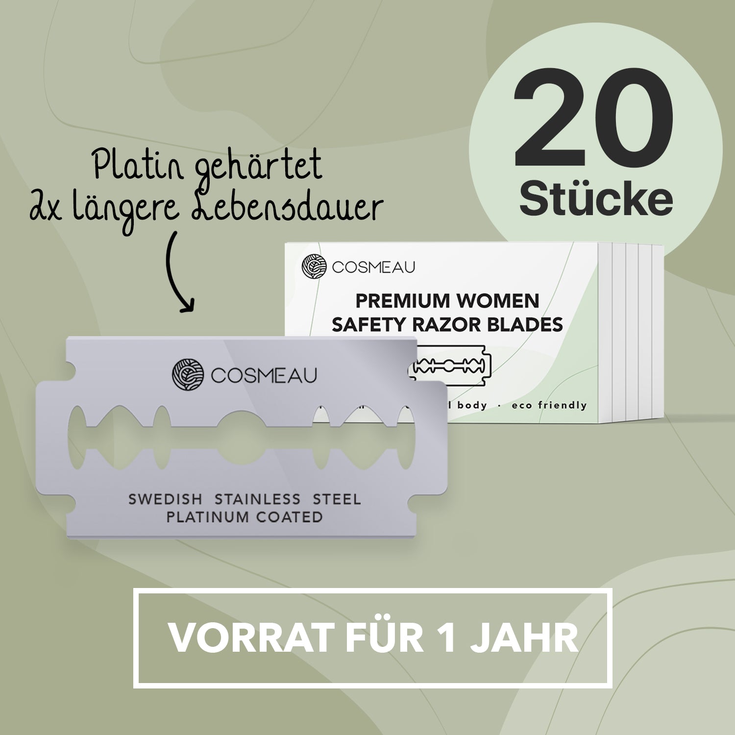 Rasierhobel Safety Razor Butterfly-Verschluss Rosé Gold + 20x Platinklingen