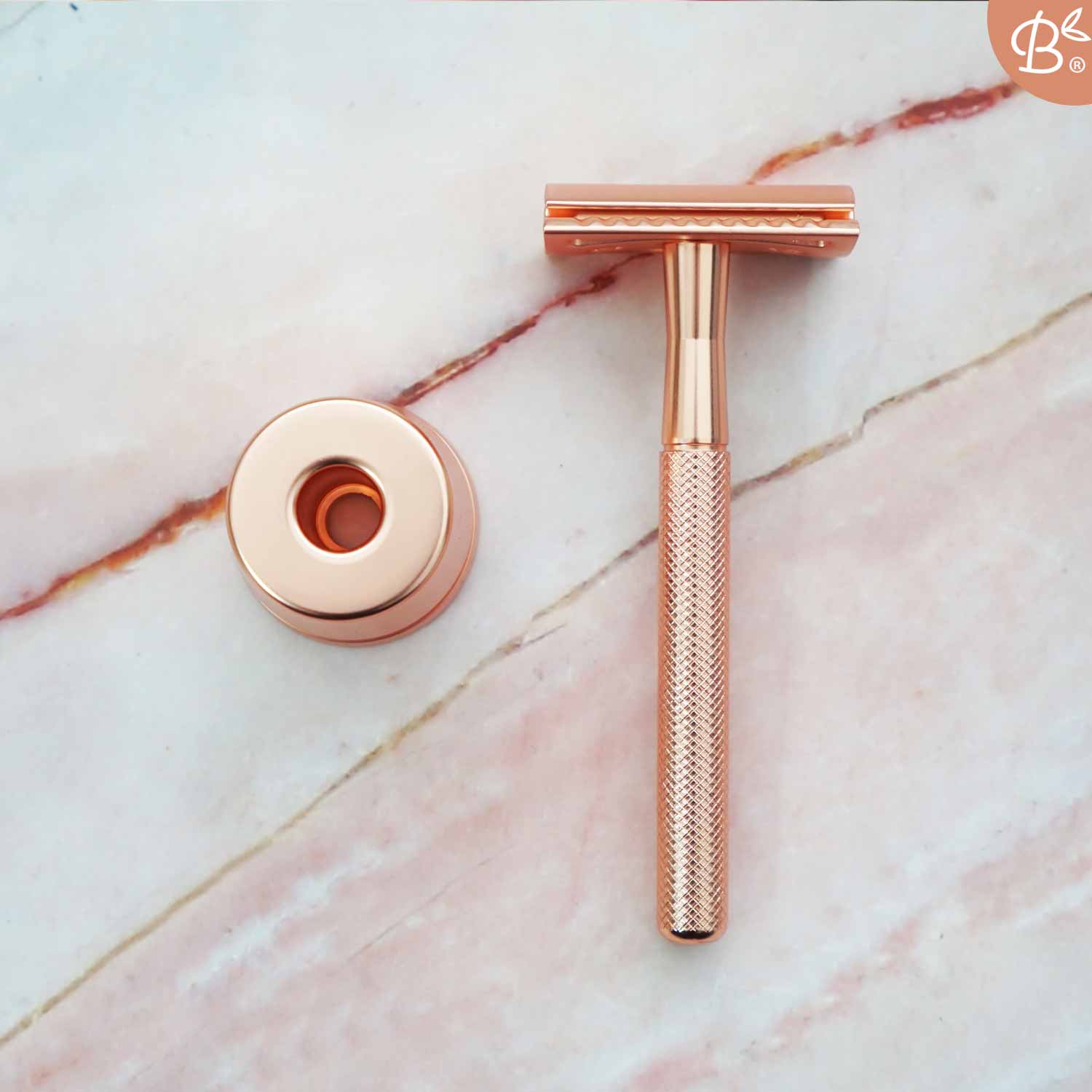 Safety Razor Rose Gold with Stand · 20x Platinum Blades