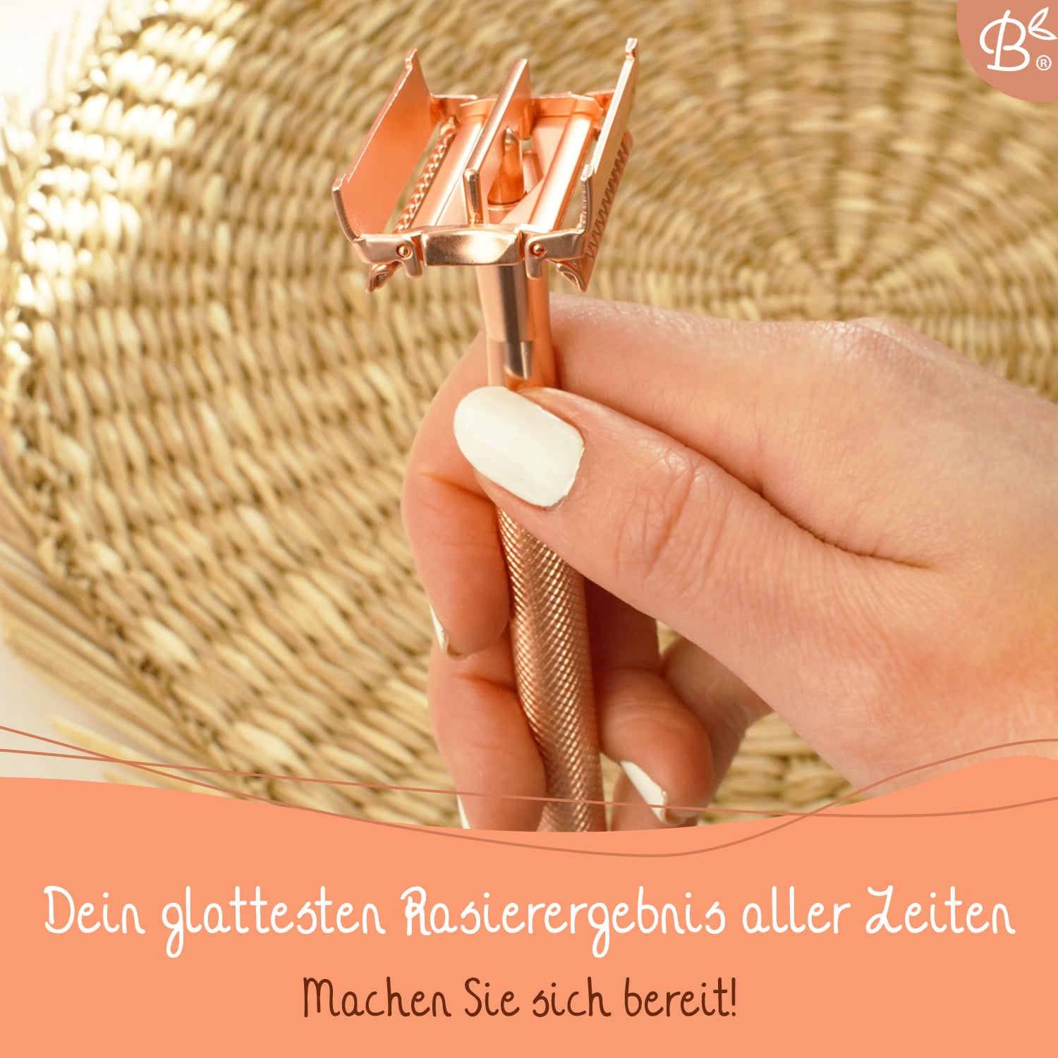 Rasierhobel Safety Razor Butterfly-Verschluss Rosé Gold + 20x Platinklingen