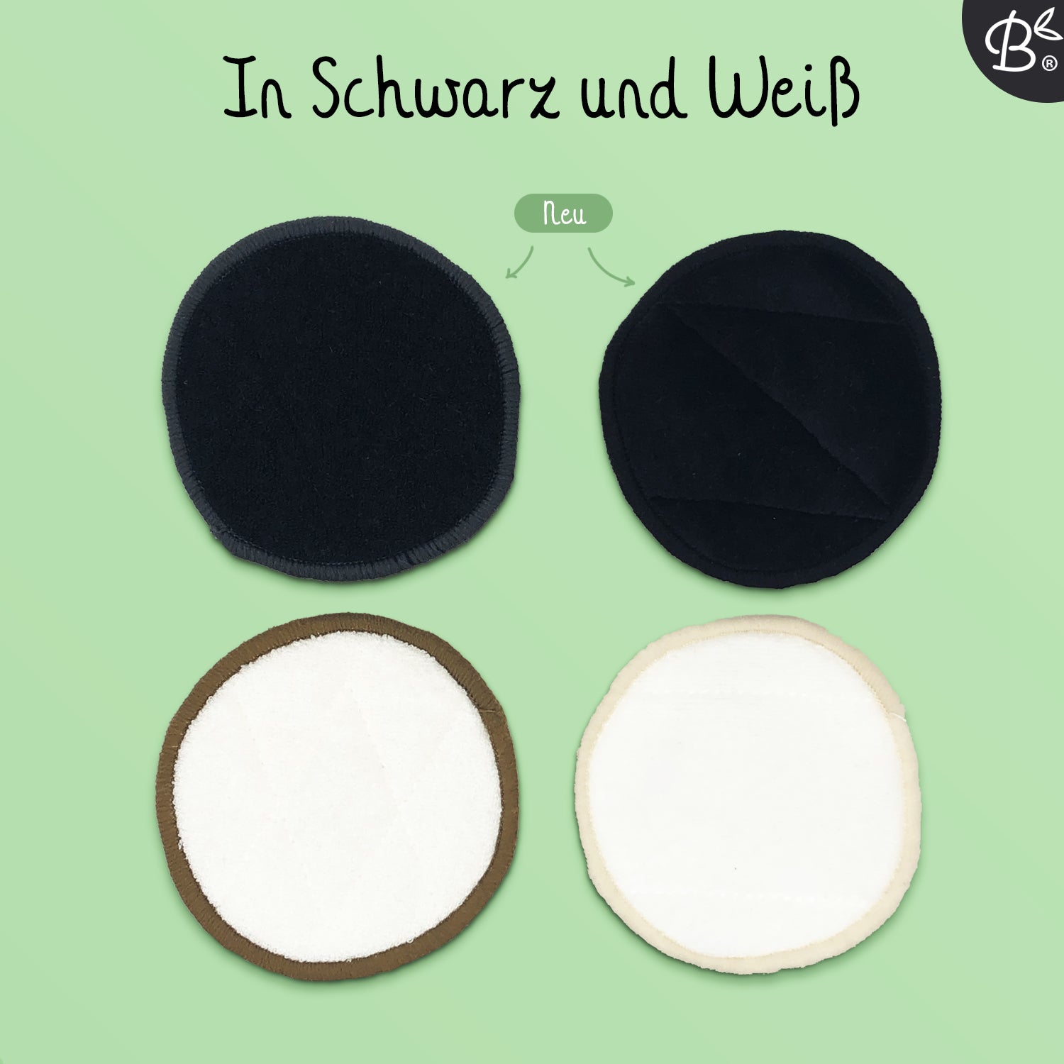 16x Schwarze wiederverwendbare Abschminkpads 3-lagig