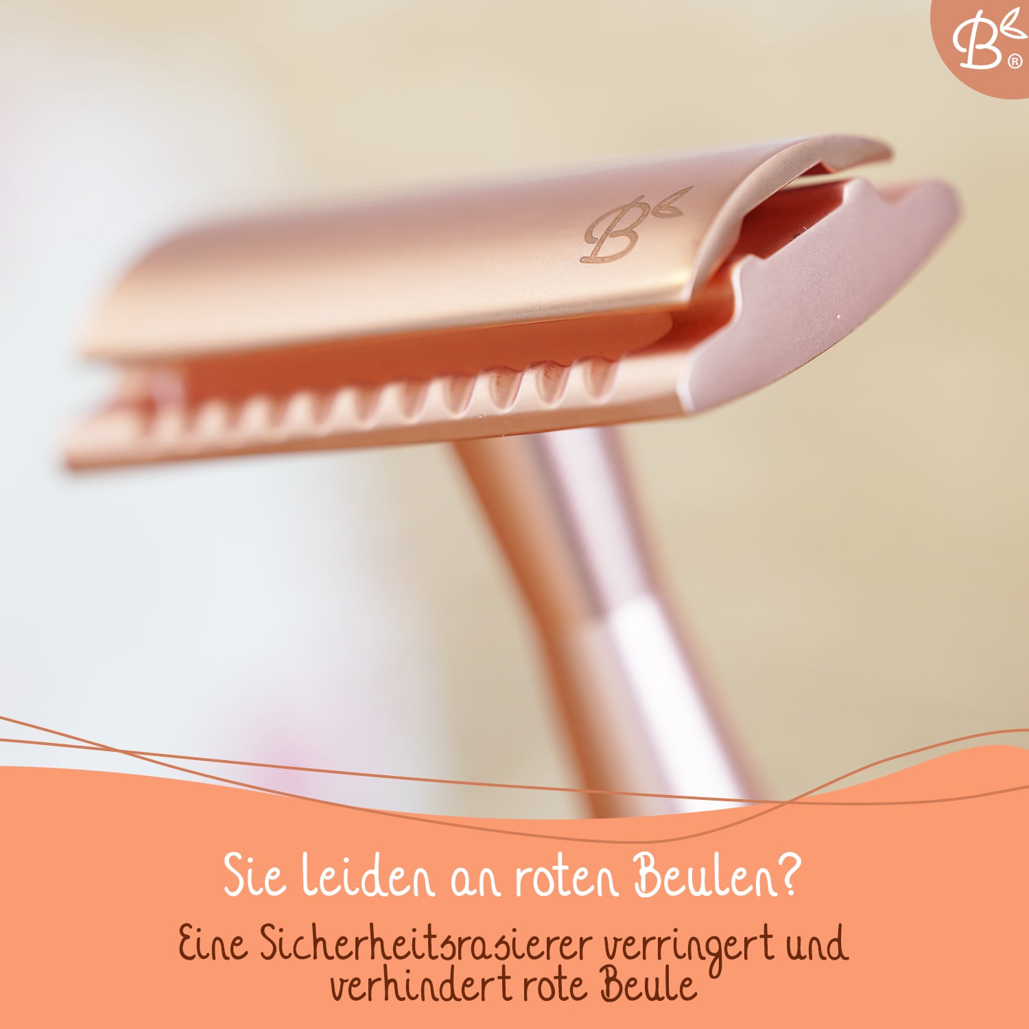 Rasierhobel Safety Razor Rose Gold mit Halter- 20x Platinklingen