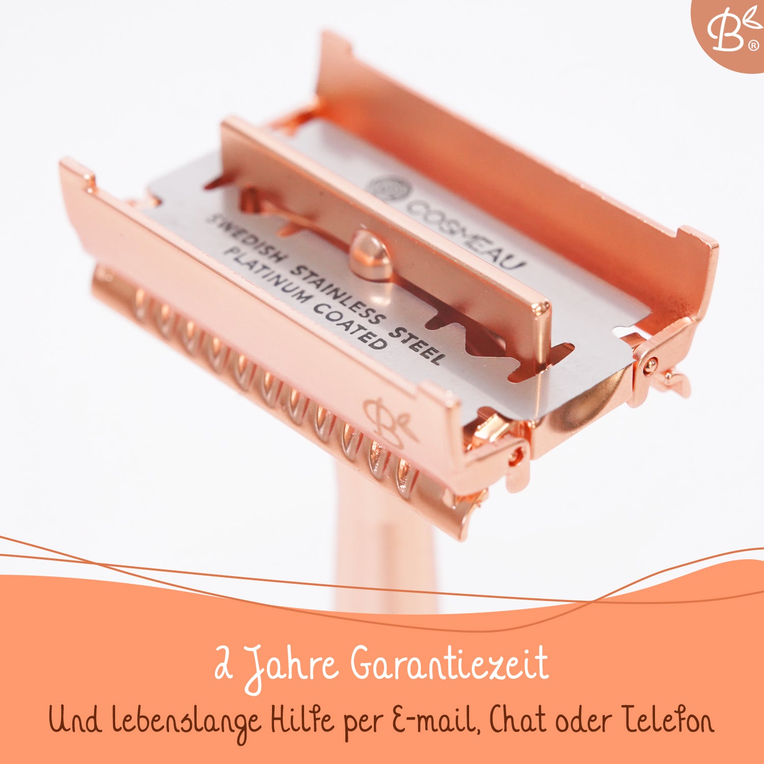 Rasierhobel Safety Razor Butterfly-Verschluss Rosé Gold + 20x Platinklingen