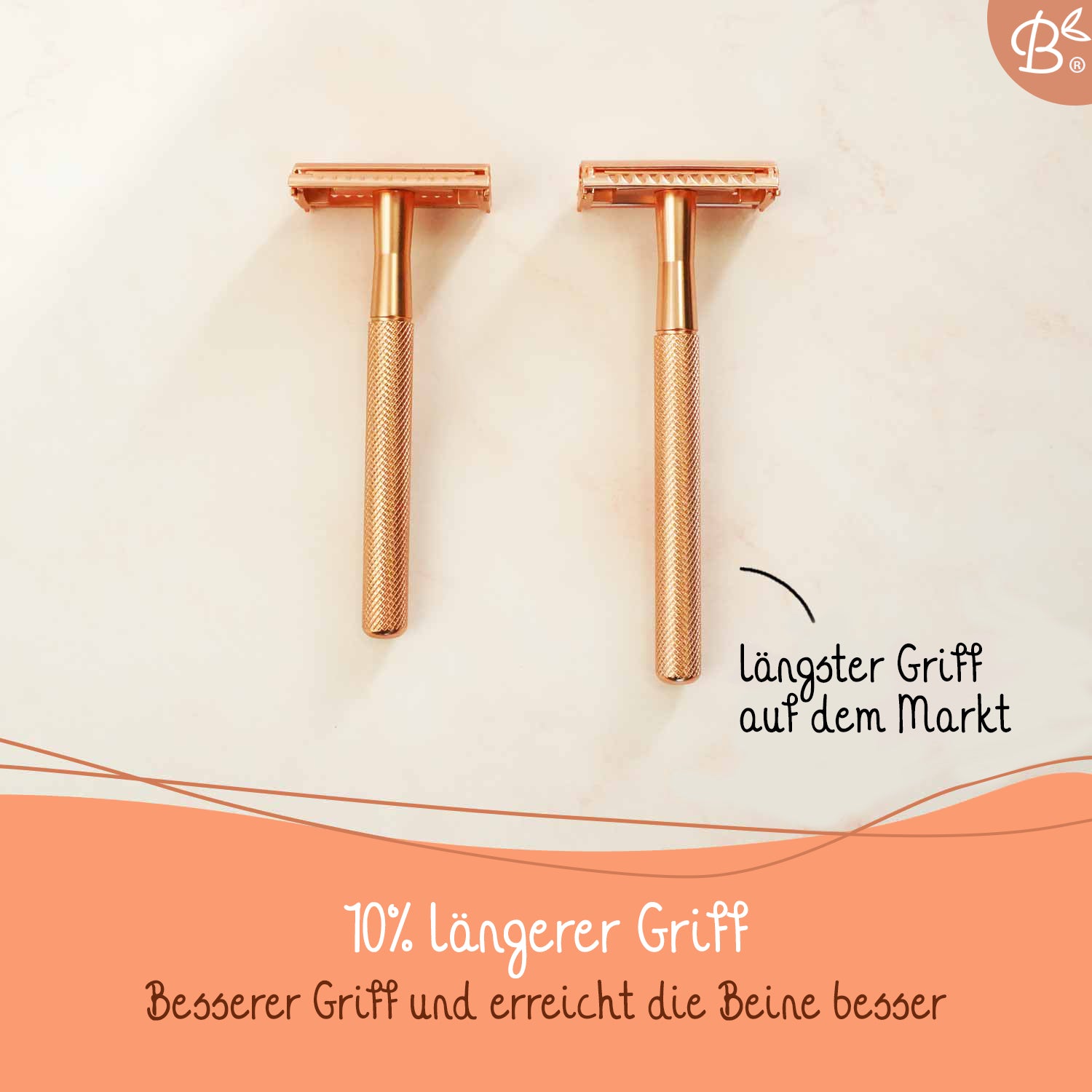 Rasierhobel Safety Razor Butterfly-Verschluss Rosé Gold + 20x Platinklingen