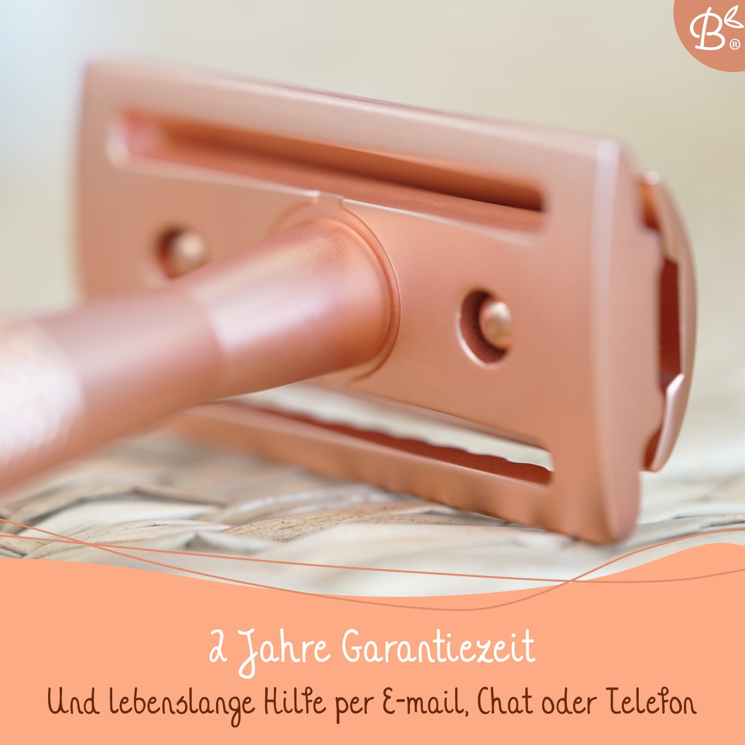 Rasierhobel Safety Razor Rose Gold mit Halter- 20x Platinklingen