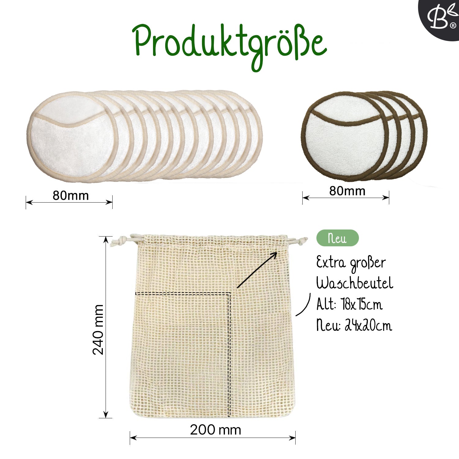16x Weiße waschbare Abschminkpads 3-lagig