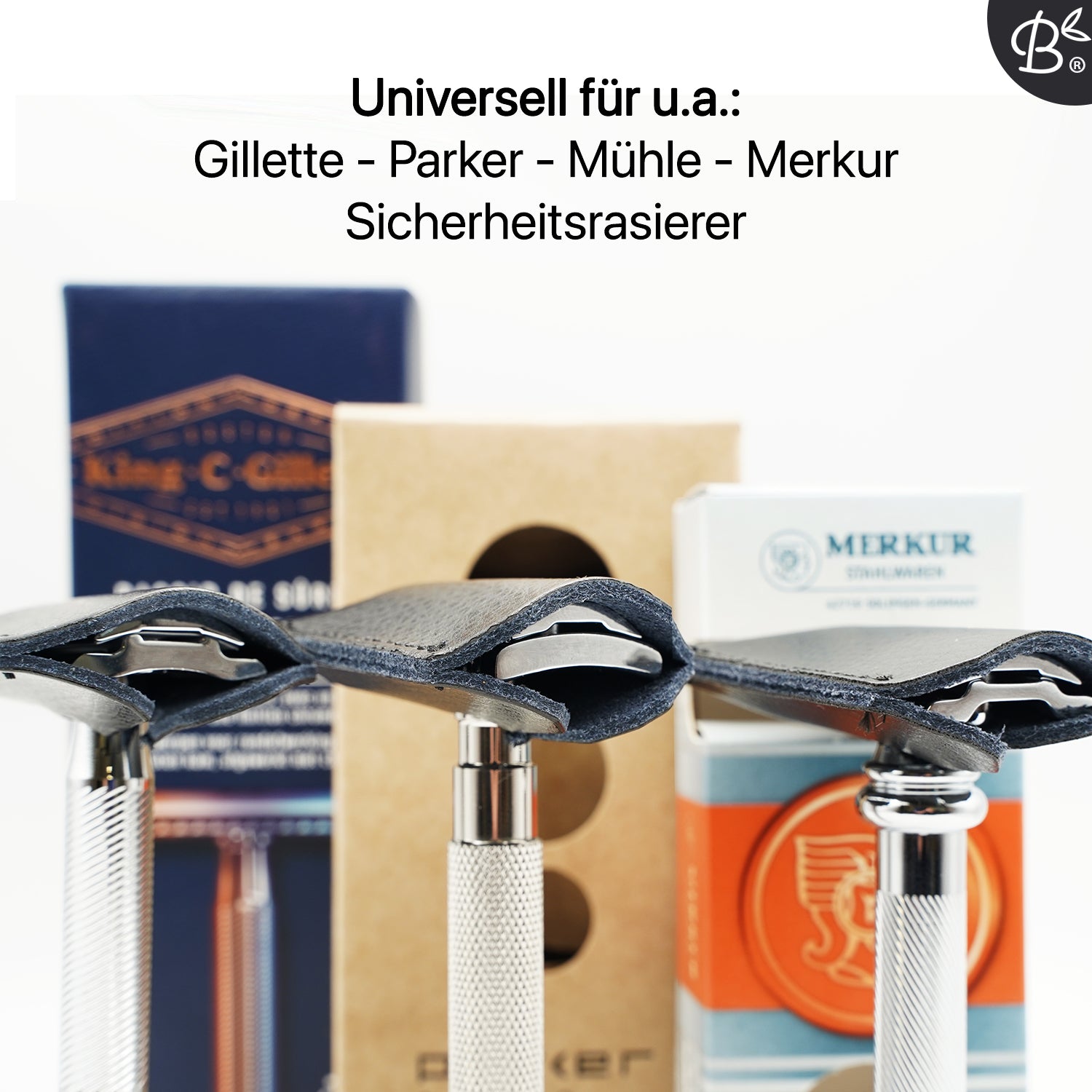 Rasierhobel Safety Razor Lederhülle