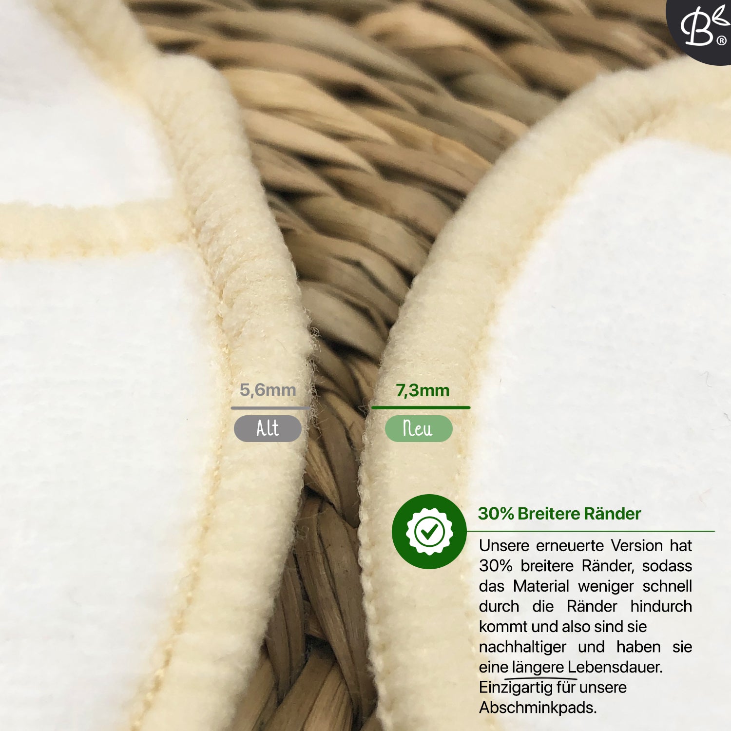 16x Wiederverwendbare Abschminkpads 4-Lagig + Halter aus Bambus
