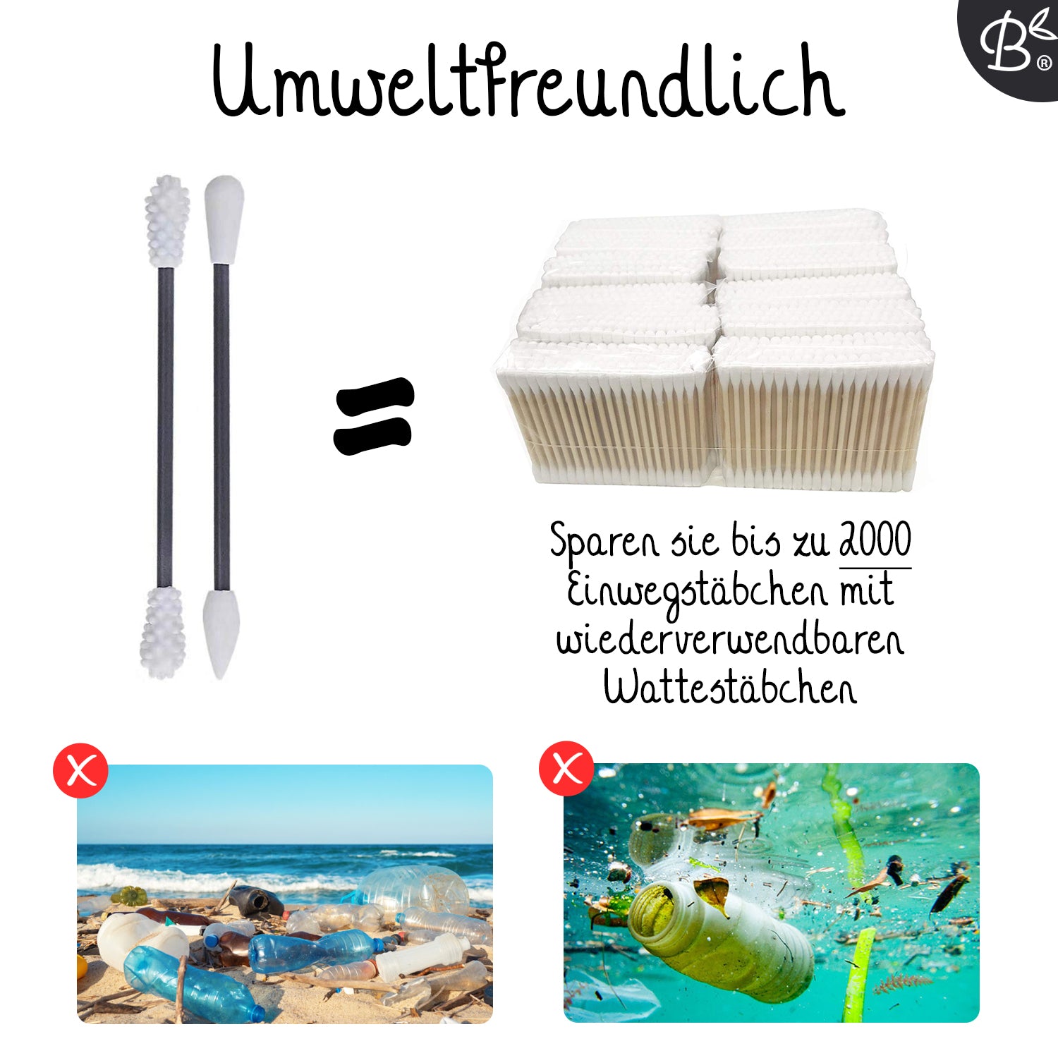 Wiederverwendbare Wattestäbchen 2er-Pack