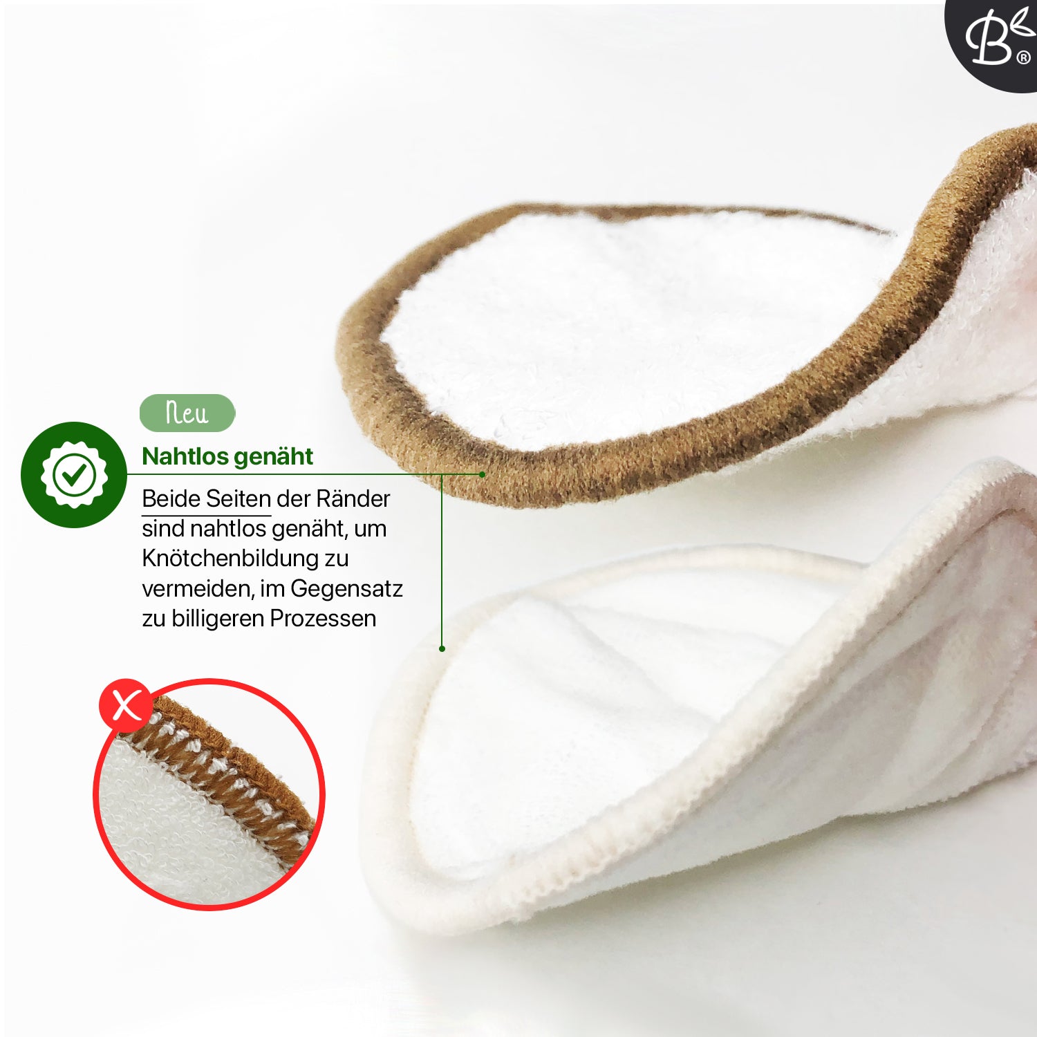 16x Weiße waschbare Abschminkpads 3-lagig