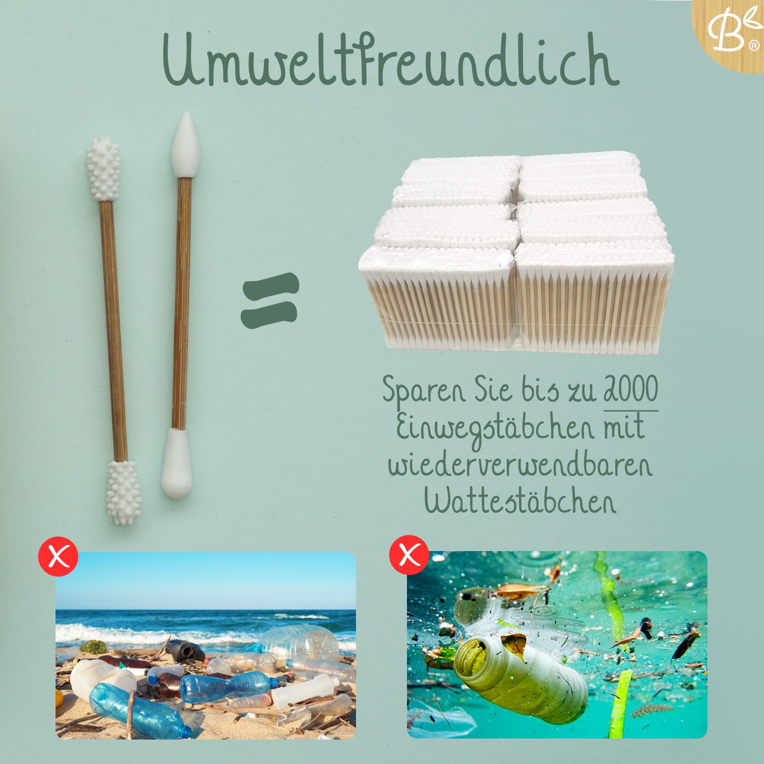 Wiederverwendbare Bambus-Wattestäbchen 100% Bio