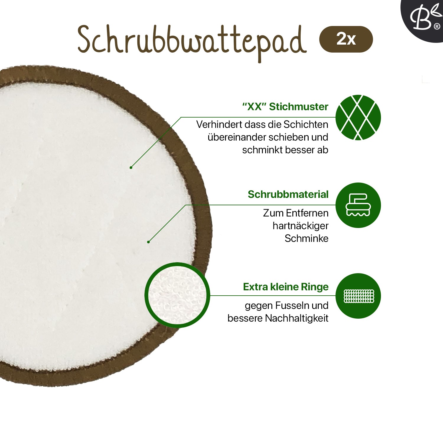 10x Weiße waschbare Abschminkpads 2-lagig