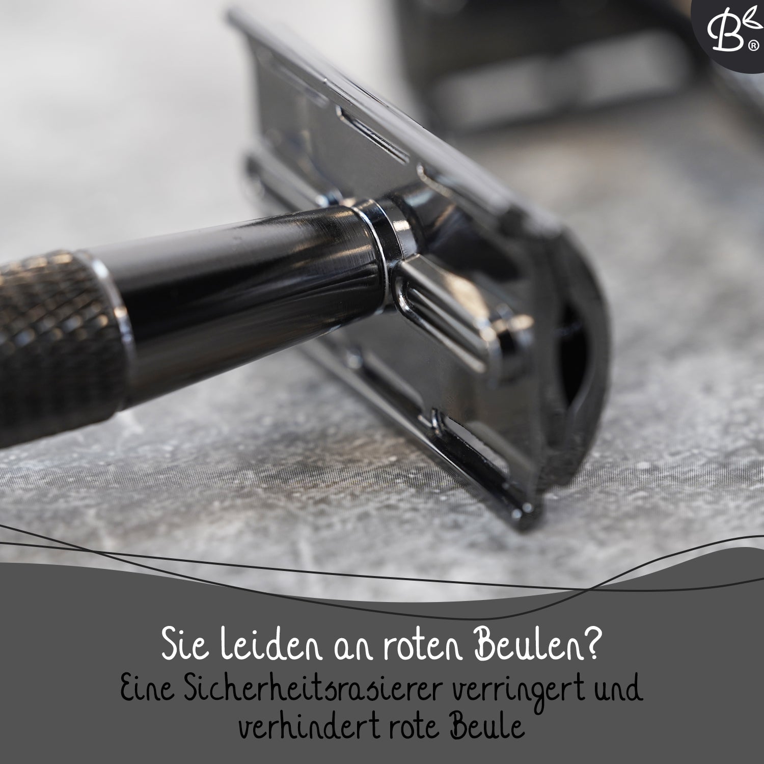 Starterset Rasierhobel Safety Razor Glänzend Schwarz Aluminium