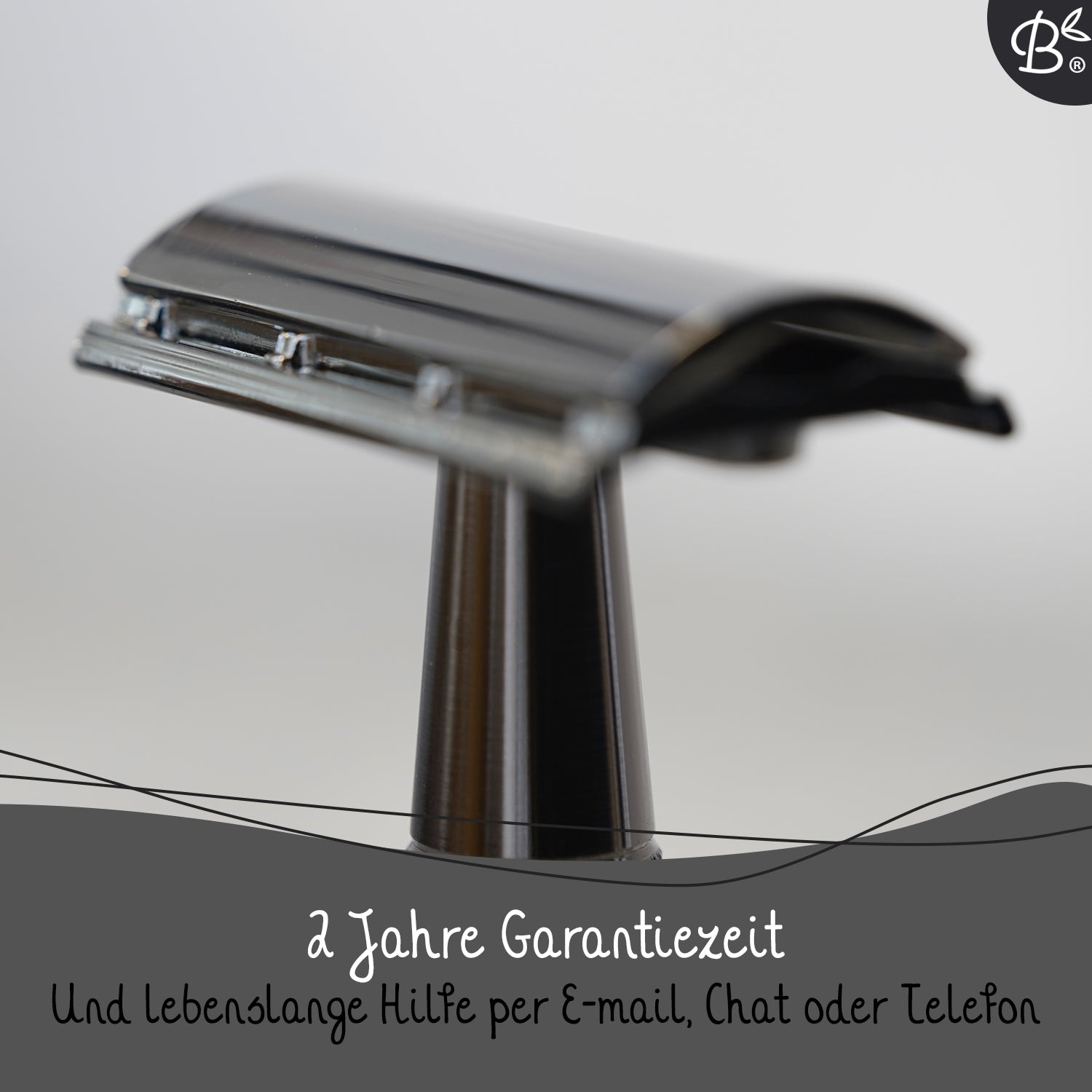 Starterset Rasierhobel Safety Razor Glänzend Schwarz Aluminium