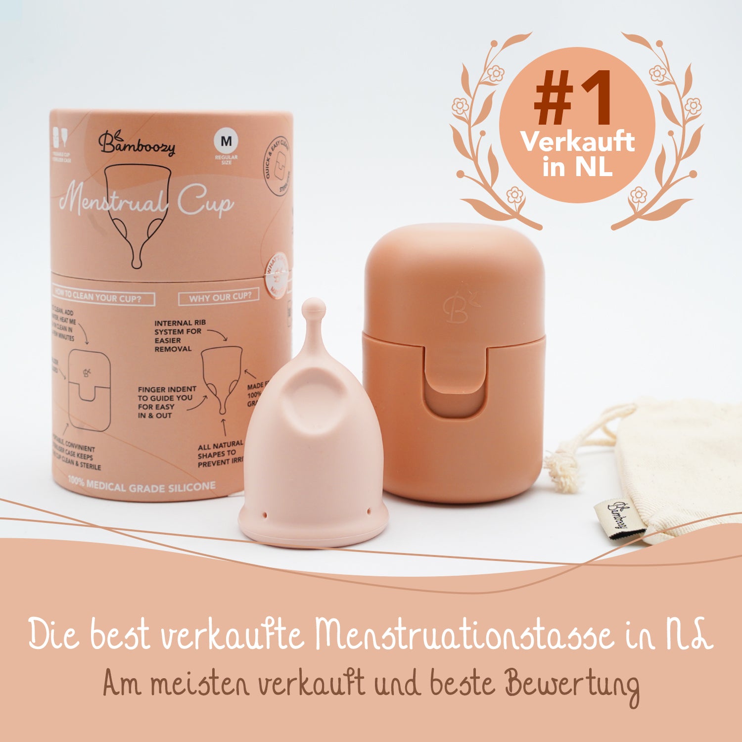 Bamboozy Menstruationstasse Set mit Sterilisator