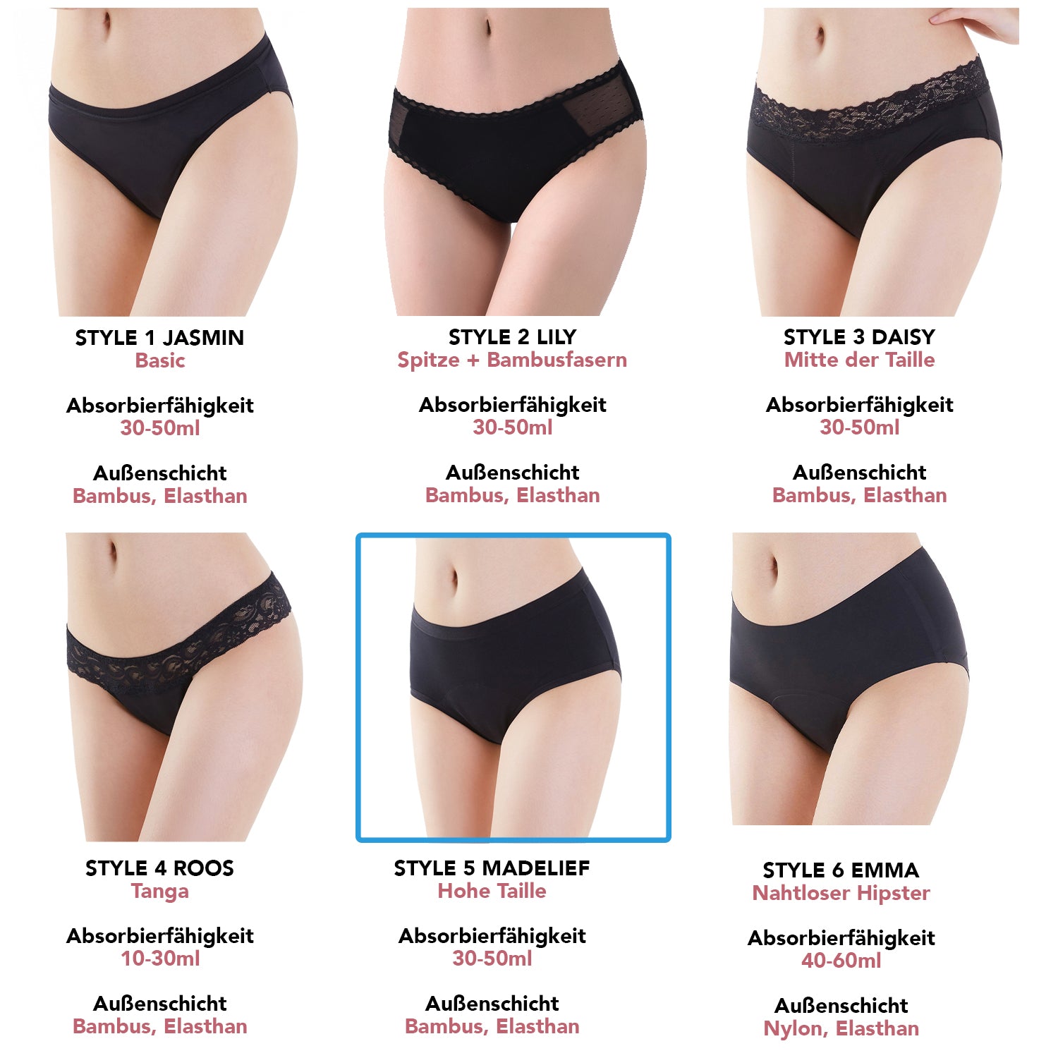 Bamboozy Menstruationsunterwäsche Style 5 Mary/Madelief