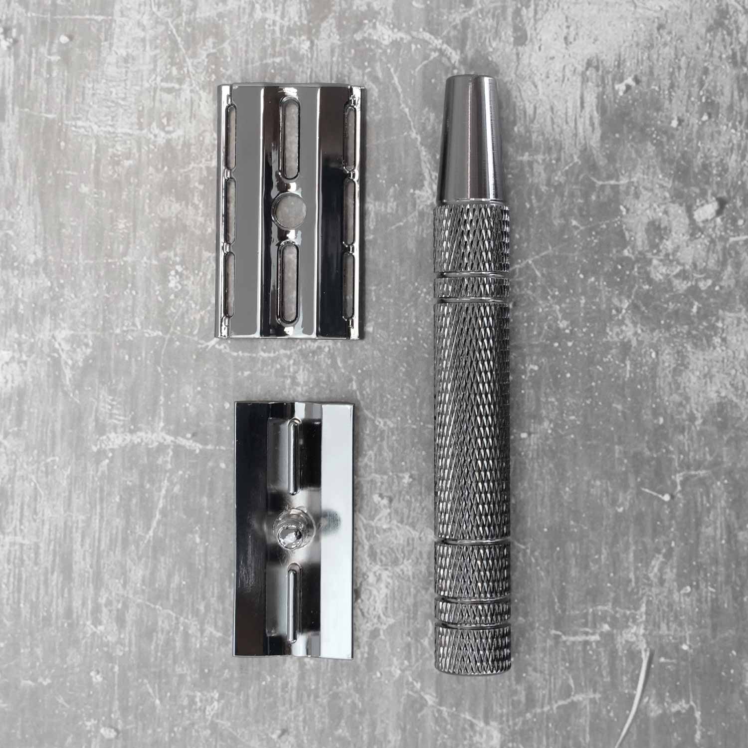 Starter Kit Safety Razor Glossy Black Aluminium