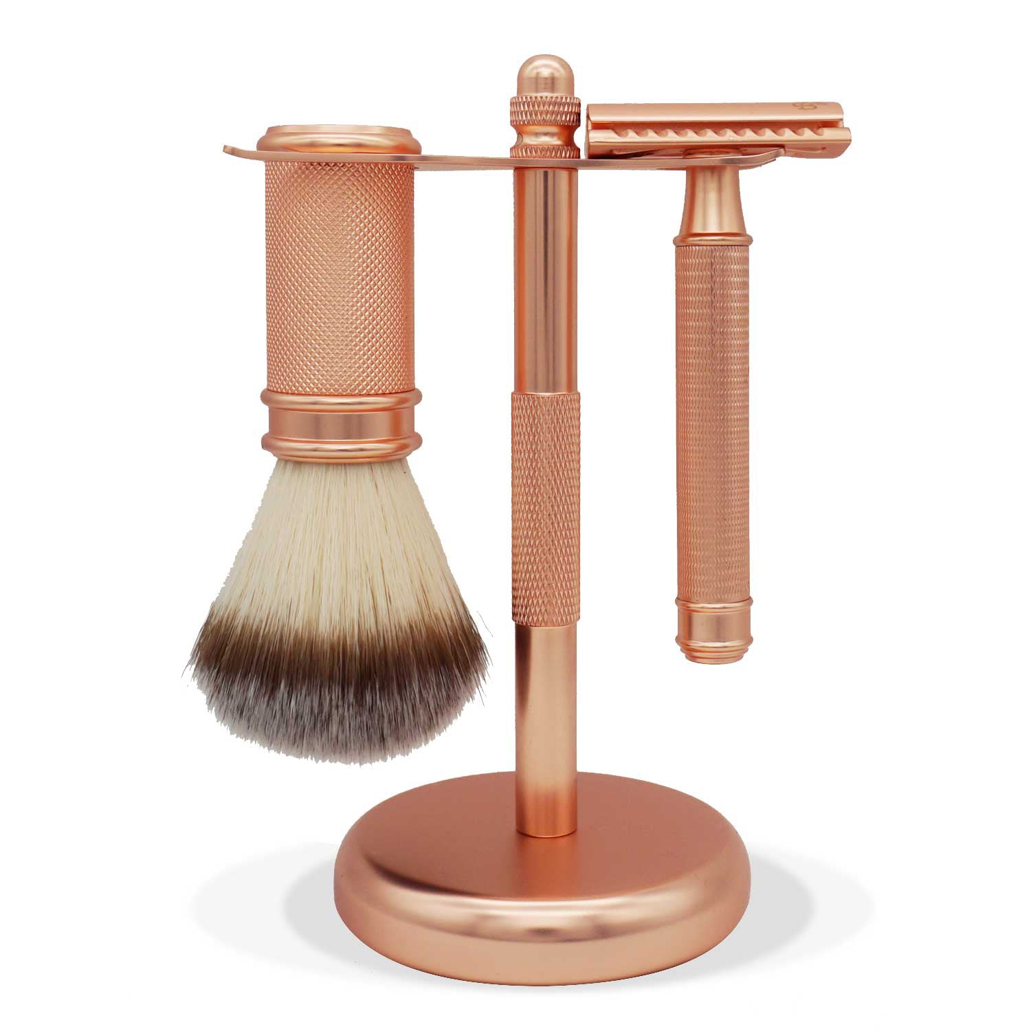 Bamboozy Rasierhobel Rose Gold Geschenkset mit Rasierpinsel