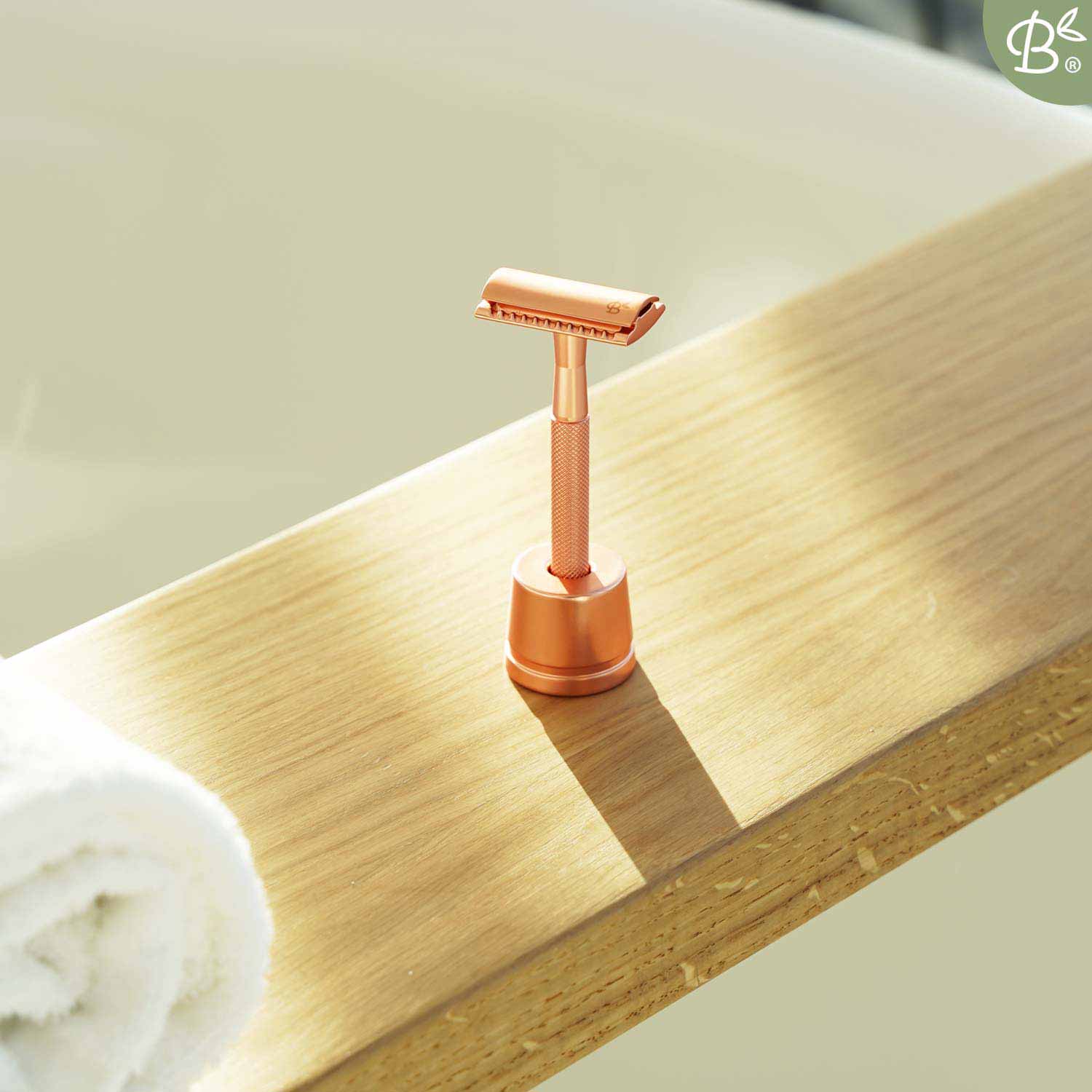 Safety Razor Rose Gold with Stand · 20x Platinum Blades
