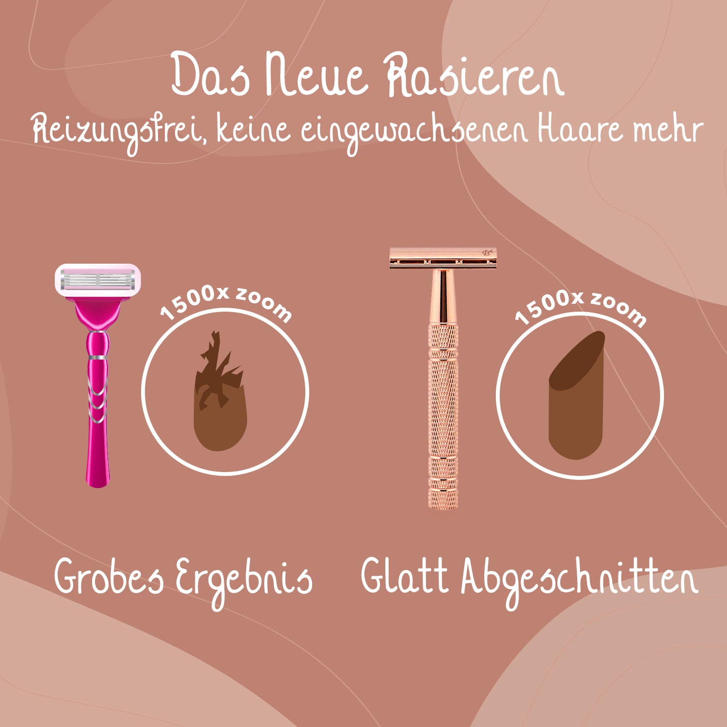 Rasierhobel Safety Razor Glossy Rose Gold Aluminium 20 Klingen