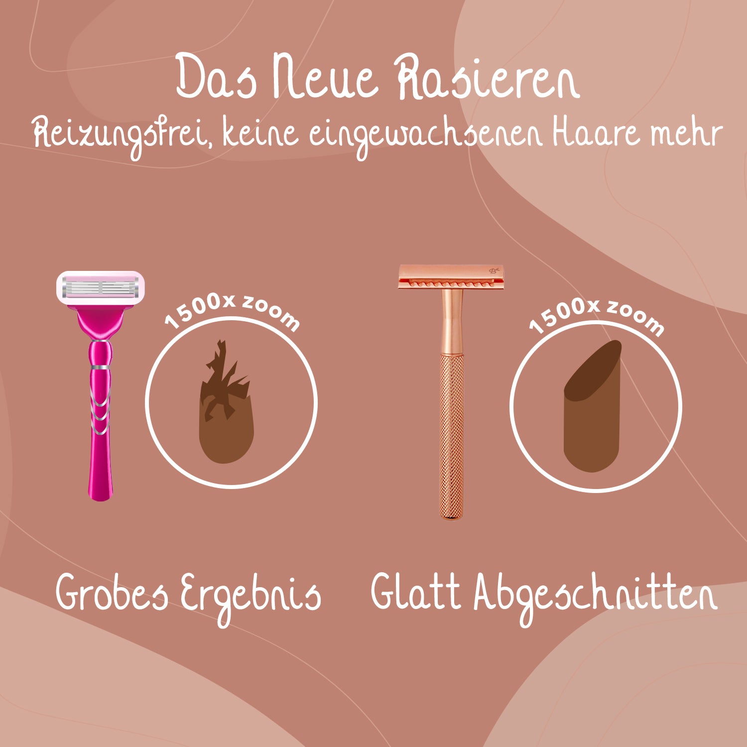 Bamboozy Rasierhobel Rose Gold Geschenkset mit Rasierpinsel