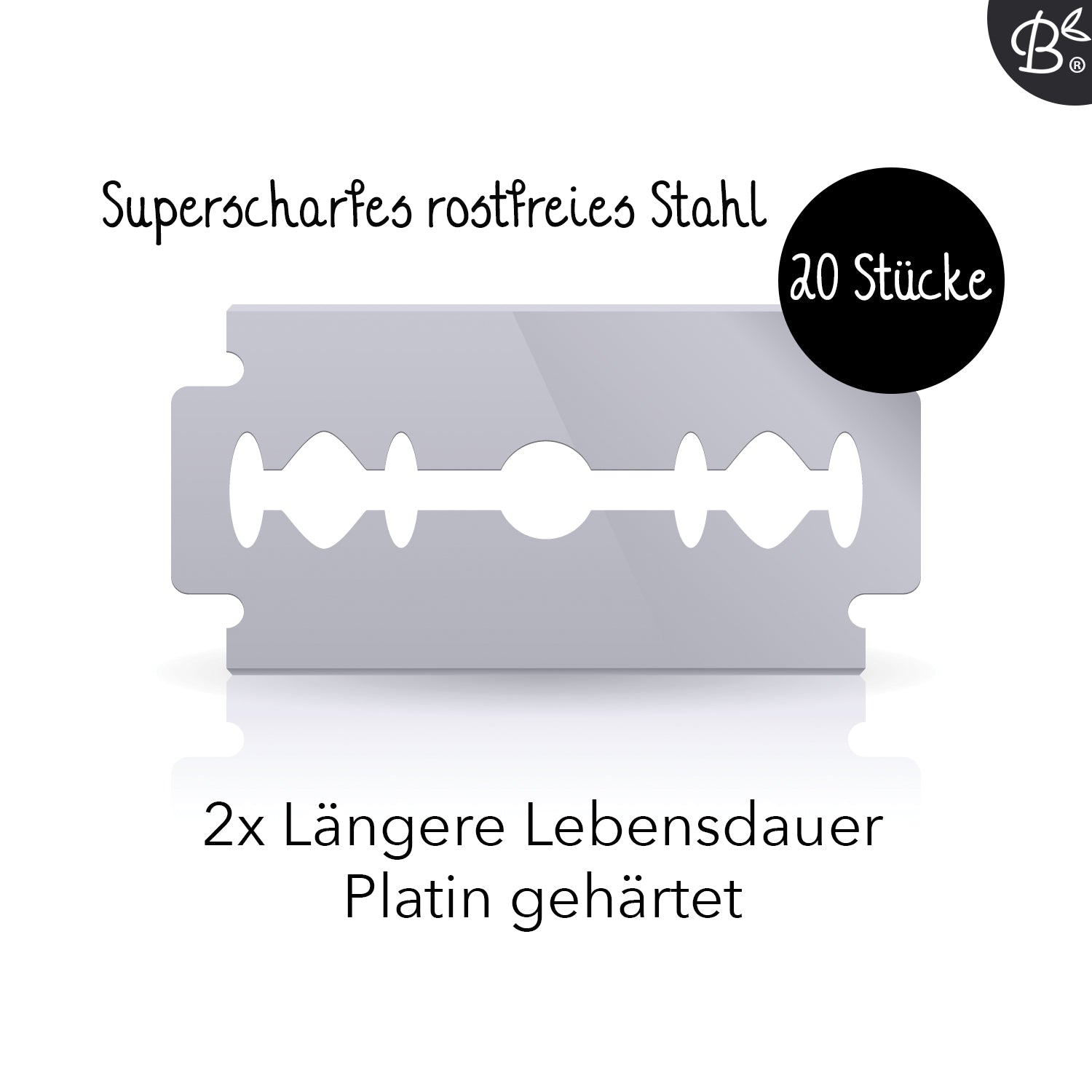 Rasierhobel Safety Razor Mattsilber - 20x Platinklingen