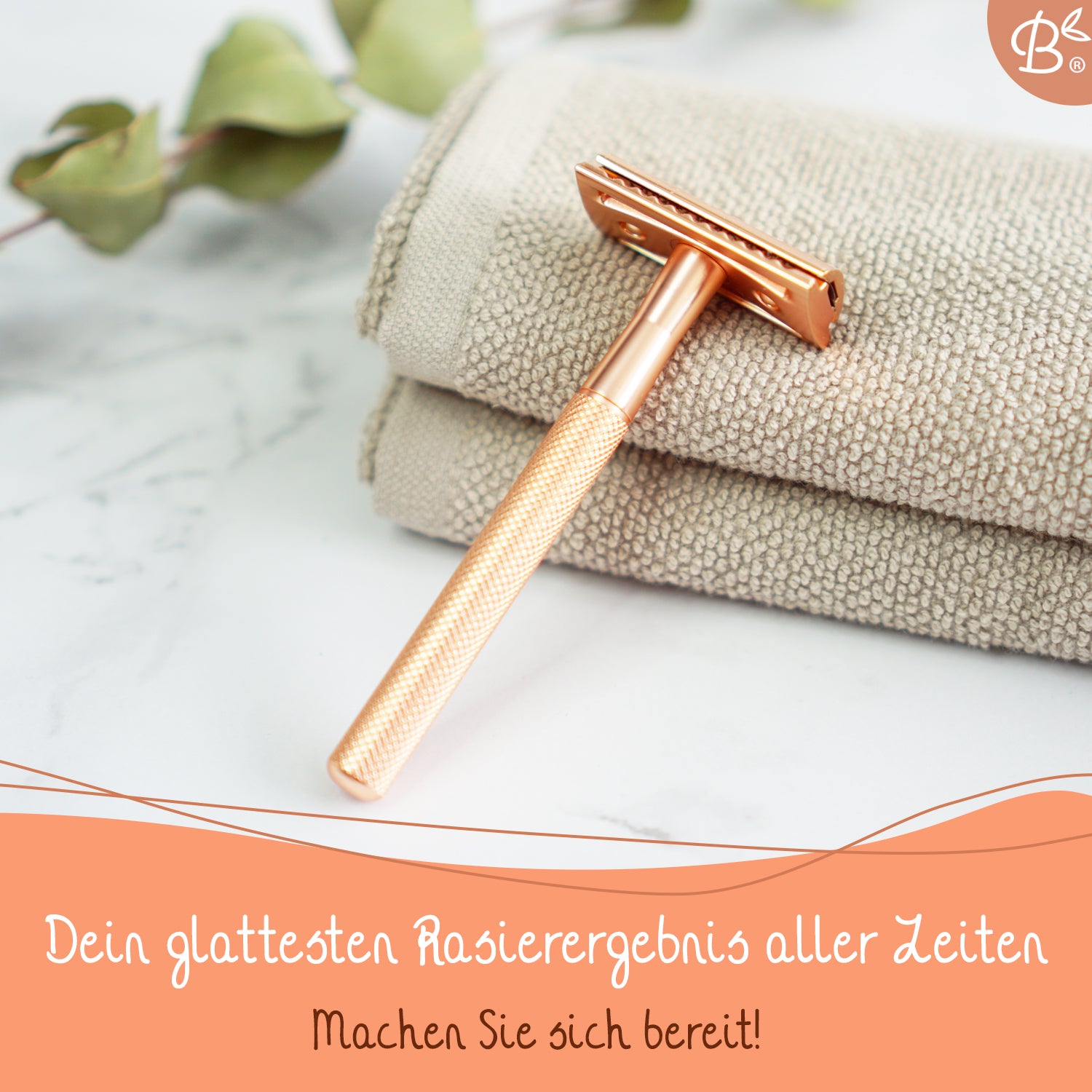 Rasierhobel Safety Razor Rose Gold + 20x Klingen für Frauen aus Edelstahl