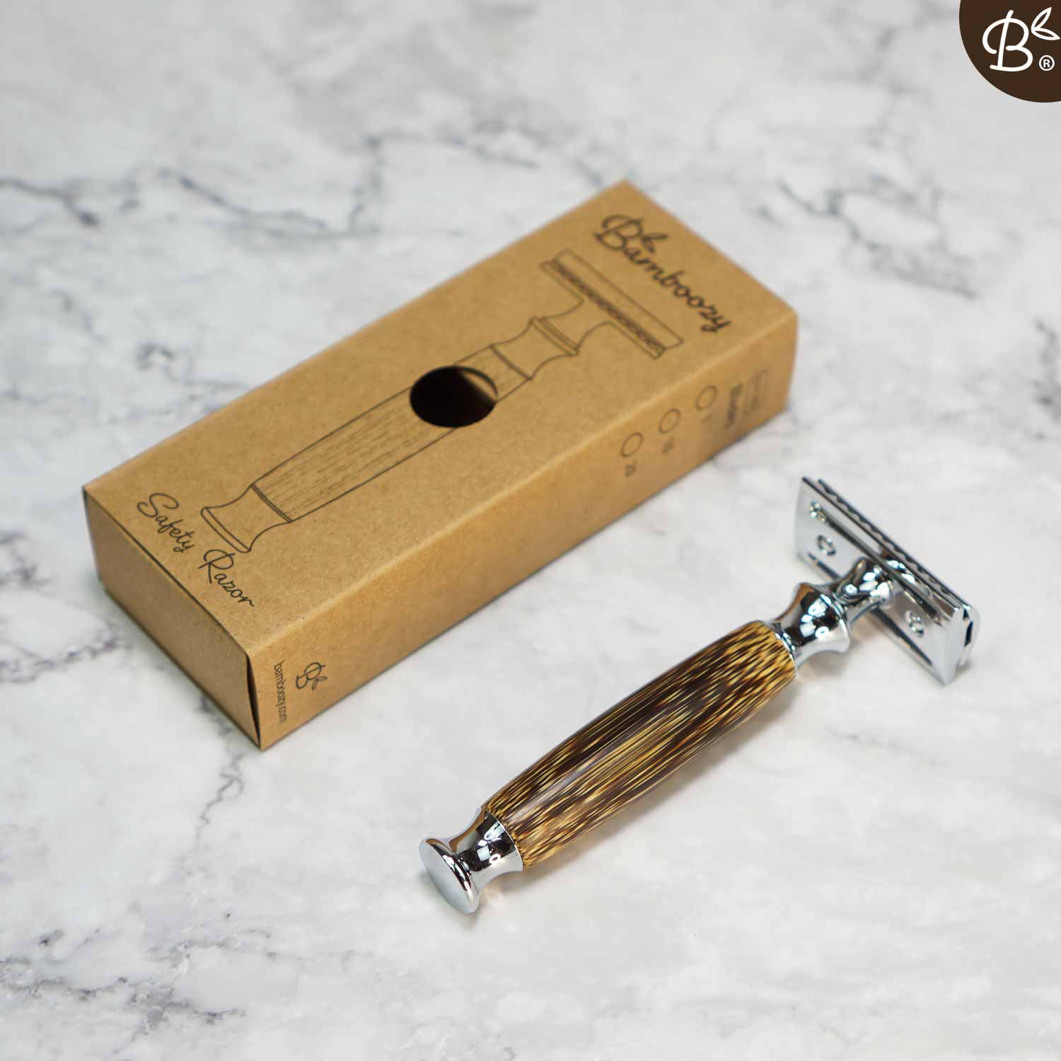 Safety Razor Bamboo Thick Handle Grip · Chrome